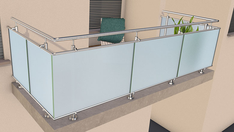 Glas-Linien-Geländer mit Klarglas (inkl. Sichtschutzfolie)