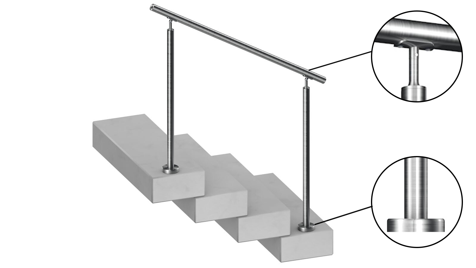 Treppengeländer | Komplett-Set | aufgeschraubt | aufgesetzte Handlaufstütze