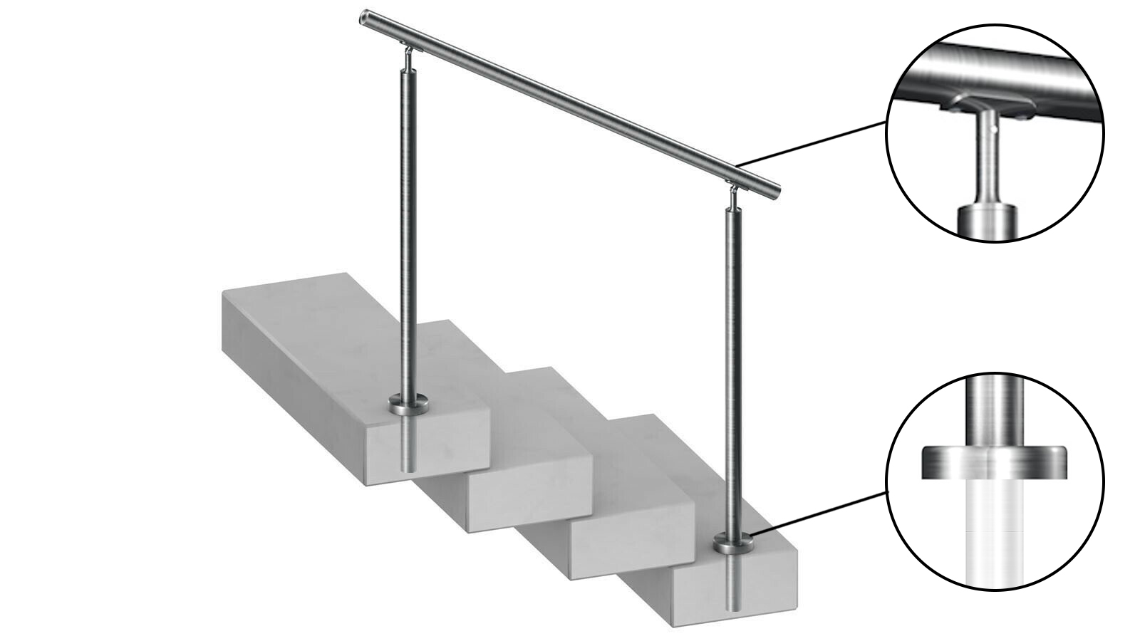 Treppengeländer | Komplett-Set | betoniert | aufgesetzte Handlaufstütze