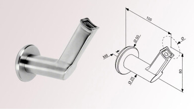 Design-Handlaufhalter | zur unsichtbaren Wandbefestigung | Ø 42,4 mm | Edelstahl V2A