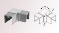 Horizontaler Eckverbinder | 90° | für quadratische Nutrohre | 40 x 40 mm | Edelstahl V2A | geschliffen