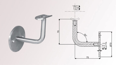 Handlaufhalter | 2-Punkt Wandbefestigung | für Rundrohr Ø 42,4 mm