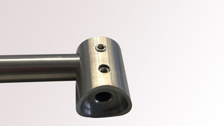 Edelstahl Traversenhalter | für Rohr Ø 42,4 mm / Stab Ø 12 mm | Sacklochbohrung | rechtsseitiger Einbau
