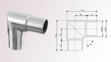 Rohrverbinder | V4A | Eckstück 90° | für Rohr Ø 42,4 x 2,0 mm