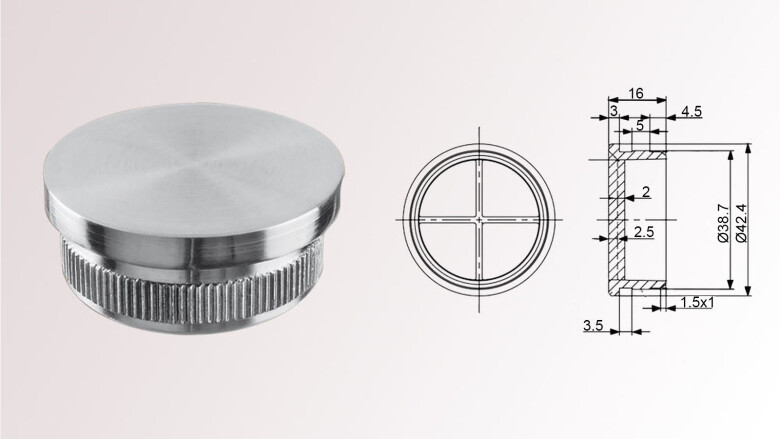 2 mm aus V2A Edelstahl Endkappen Rohrverschluss Stopfen gewölbt 42,4 