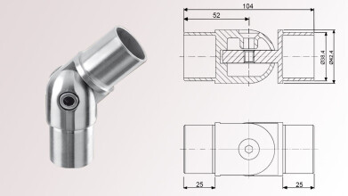 Rohrverbinder | V4A | Gelenkstück 90 - 180° | für Rohr Ø 42,4 x 2,0 mm