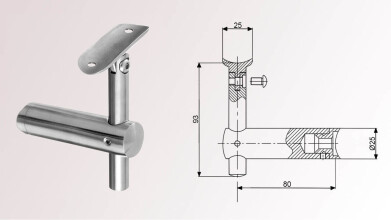 Rohrstütze | Ø 42,4 mm | zur seitlichen Pfostenmontage | Höhe u. Neigung verstellbar | für Rohr Ø 42,4 mm