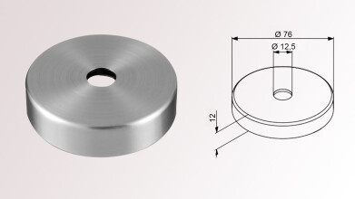 Abdeckrosette für Handlaufträger | V4A | Ø 76 mm | Bohrung Ø 12,5 mm