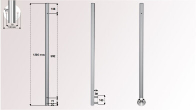 Universal Geländerpfosten | Wandanker Ø 100 mm | vorgebohrt für Handlaufträgerbügel | V2A