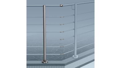 Reling-PLUS-Geländer | Eckvariante 2 - (-90° bis +90° Ecke) | aufgeschraubte Montage