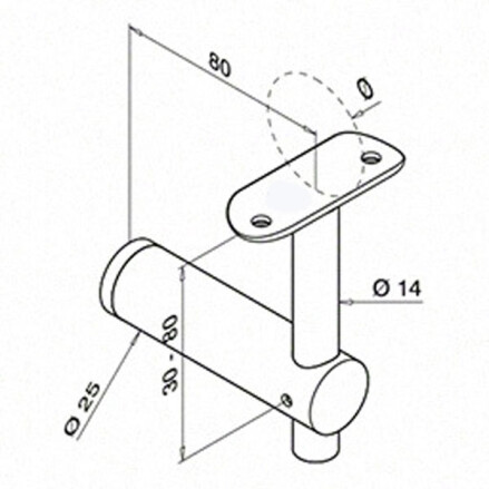 Handlaufstütze für Rohrbefestigung | flach | Handlauf Ø 48,3 mm | V4A | Auslaufartikel