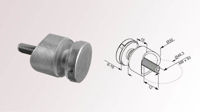 Glasadapter | Ø 30 mm | Rohr Ø 48,3 mm | M8...