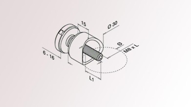 Glasadapter | Ø 30 mm | Rohr Ø 60,3 mm | M8...