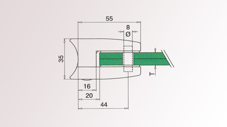 Glashalter | OR6002 | 55 x 55 mm | für Rohr Ø 42,4 mm | Zinkdruckguß, Chrom matt | Indoor | Auslaufartikel