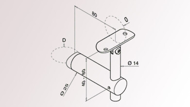 Handlaufstütze | variabel | für Rohrbefestigung | Rohr Ø 42,4 mm | Handlauf Ø 42,4 mm | V2A, matt gebürstet | Auslaufartikel
