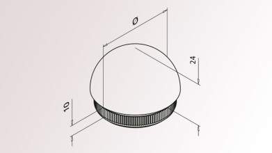 Endkappe mit Rändelung | Rohr Ø 48,3 x 2,6 mm | V2A | Auslaufartikel