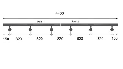 Buche Rundholz | Ø 42 mm | klar lackiert | 2 x 2,2 m [1 Packung mit 2 Halblängen mit je 3 x M6  für 4,4 m]