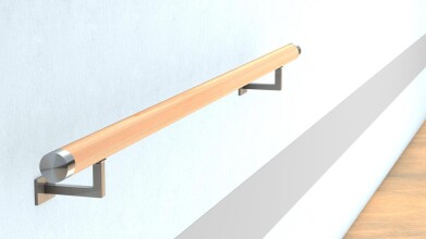 Holzhandlauf mit zwei Handlaufträgern im QD-Design | huero.de