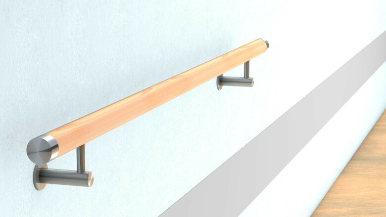 Holzhandlauf mit zwei Handlaufträgern im UG-Design | huero.de