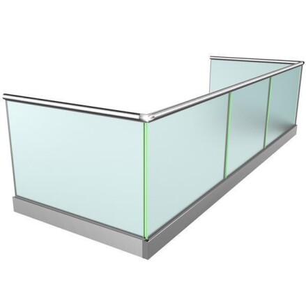 Ganzglasgeländer mit Klarglas (inkl. Sichtschutzfolie) | aufgeschraubt | U-Form | Handlauf rund | Home | huero.de