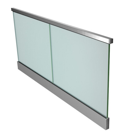 Ganzglasgeländer mit Klarglas inkl. einer Sichtschutzfolie | aufgeschraubt | I-Form | Handlauf eckig | Business | huero.de