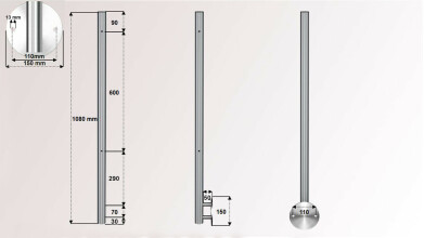 Geländerpfosten | für Glasgeländer | Wandanker Ø 150 mm | 2 x M8 Gewinde links | V2A