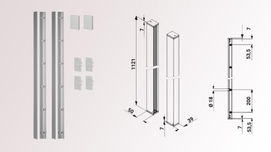 FB VIEW | Alu Profilset für franz. Balkon | für Glas Höhe 1.100 mm