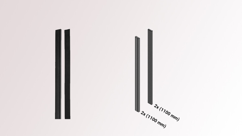 FB-VIEW - Gummisatz für Alu-Profilset, L= 1.100 mm