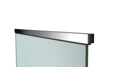 Glasgeländer mit Klarglas inkl. Sichtschutzfolie | aufgeschraubt | I-Form | Handlauf eckig | Home-F | huero.de