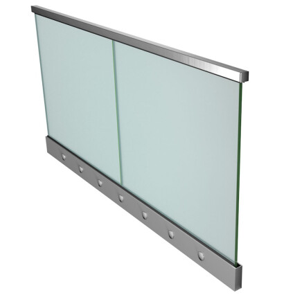 Ganzglasgeländer mit Klarglas inkl. Sichtschutzfolie | seitlich | I-Form | Handlauf eckig | Home | huero.de