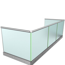 Ganzglasgeländer mit Klarglas inkl. Sichtschutzfolie | seitlich | U-Form | Handlauf rund | Home | huero.de