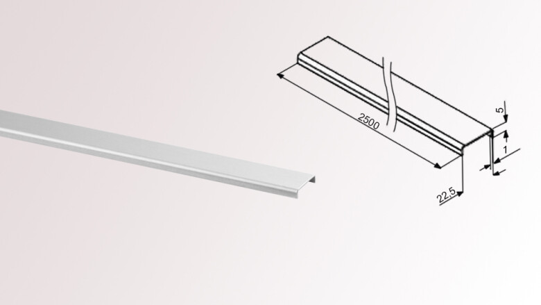 Glas-Kantenschutz: flaches, rechteckiges Profil 20,76 - 21,52 mm V4A geschliffen 2.500 mm