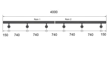 Eiche Rundholz | Ø 42 mm | klar lackiert | 2 x 2,0 m [1 Packung mit 2 Halblängen mit je 3 x M6  für 4,0 m]