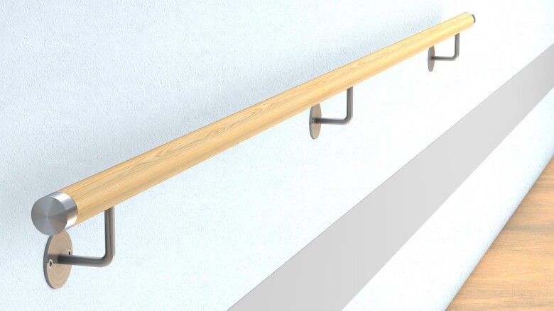 Holzhandlauf (Eiche) mit zwei Handlaufträgern im SV-Design | huero.de