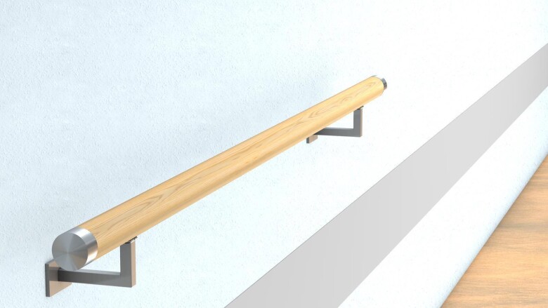 Holzhandlauf (Eiche) mit zwei Handlaufträgern im QD-Design | huero.de