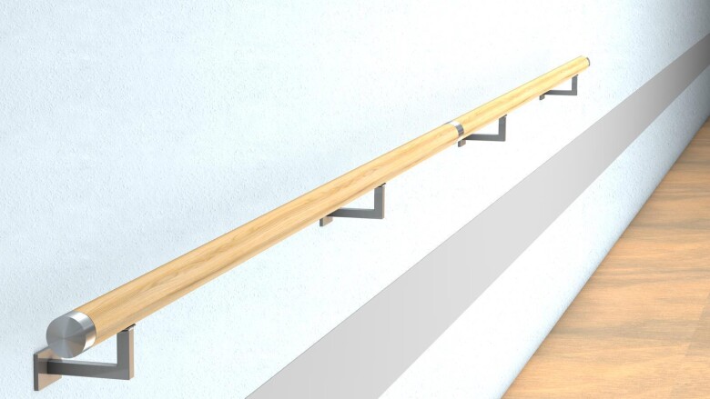 Holzhandlauf (Eiche) mit zwei Handlaufträgern im QD-Design | huero.de