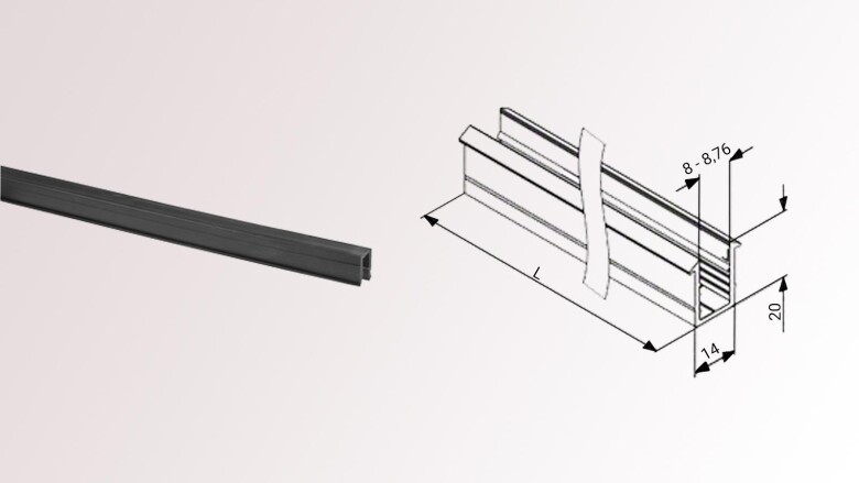 Flügel-Gummi-Profil für Glasleistenrohr | Nut 18x14 mm | 5 m | 8 + 8,76 mm