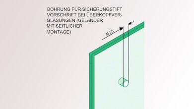 Eck-Glasplatte für Glas-Pfostengeländer | seitliche Montage | Klarglas (inkl. Sichtschutzfolie)