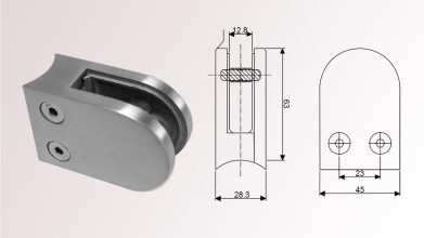 Glashalter | V4A | für Rohr Ø 42,4 mm | ohne Gummi | passend für 6 - 10 mm