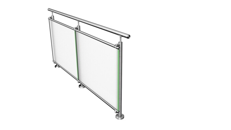 Linien-Glasgeländer | Klarglas (inkl. Sichtschutzfolie) | < 6 m Länge | aufgeschraubt | I-Form