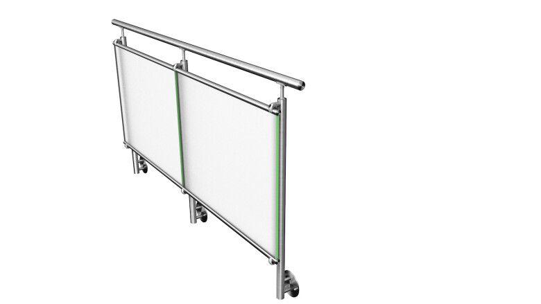 Linien-Glasgeländer | Klarglas (inkl. Sichtschutzfolie) | < 10 m Länge | seitlich | I-Form