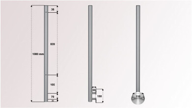Geländerpfosten | für Linen-Stab- und Glasgeländer II | Wandanker Ø 150 mm | 2 x M6 Gewinde| V2A