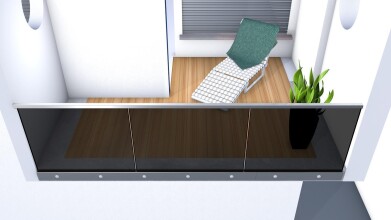 Ganzglasgeländer mit Grauglas (klar) | I-Form | Handlauf eckig | Home-S
