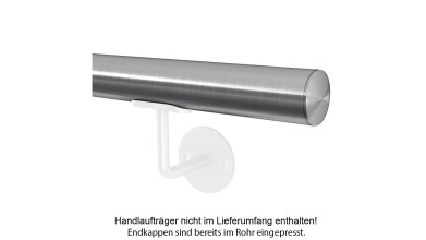 Edelstahl Handlaufrohr | 4 Bohrungen M6 | eingepresste Endkappe | 1,5 m (Halblänge für 3,0 m)