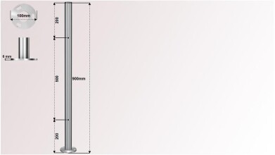 Geländerpfosten | für Glasgeländer | 2 x M8 Gewinde | V2A