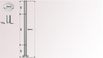 Geländerpfosten | für Glasgeländer | 2 x Ø 12,2 mm Durchgang | V2A